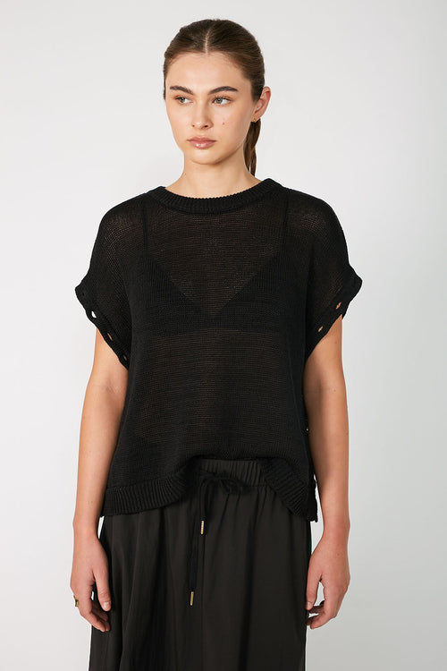 secure buttoned sweater / black