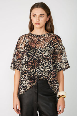 boxed tee / black|brown cheetah print