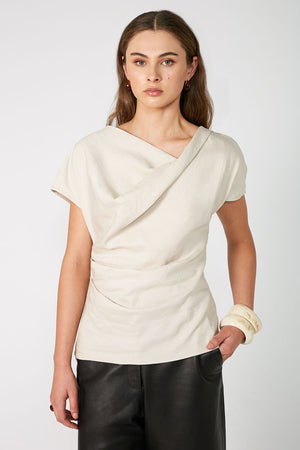 torrent short sleeve top / sand beige