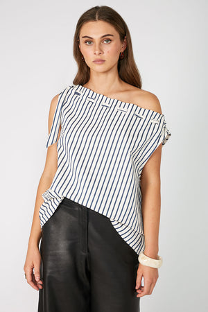 avid tank / ivory|navy stripe