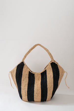 sway straw bag / black|natural stripe