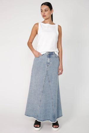 tracking skirt / washed blue