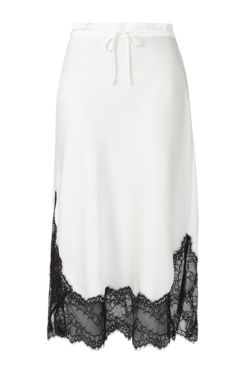 cut frame skirt / ivory|black