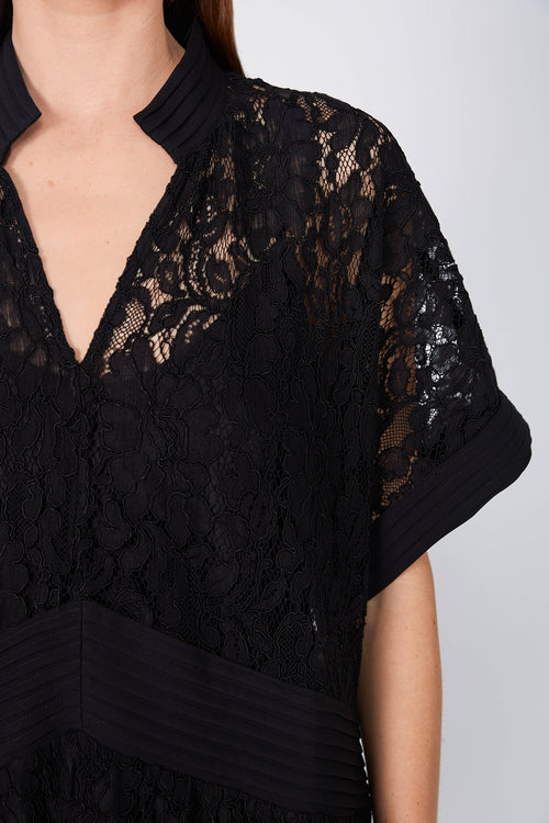 bevel lace midi dress / black lace
