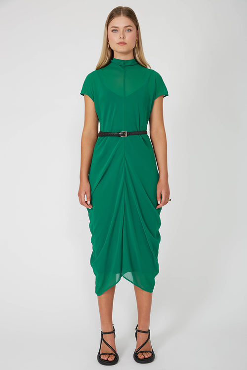 cove cap sleeve dress / emerald green