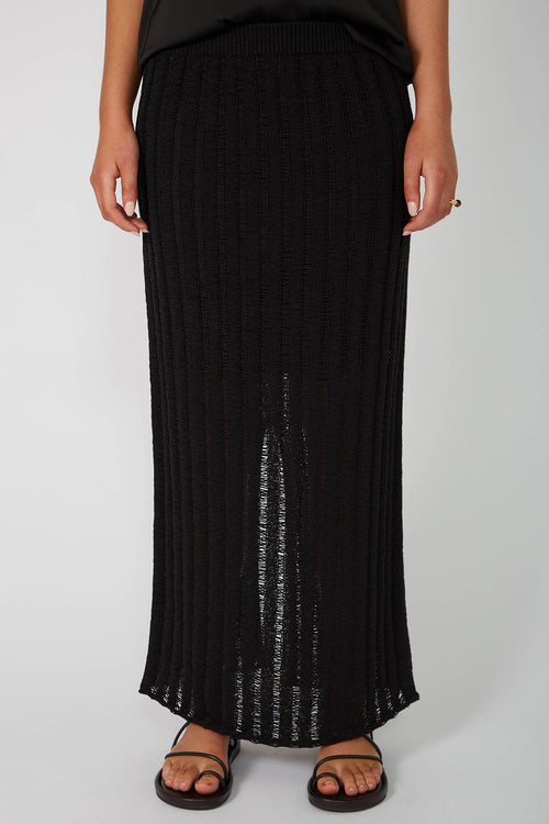 laddered maxi skirt / black