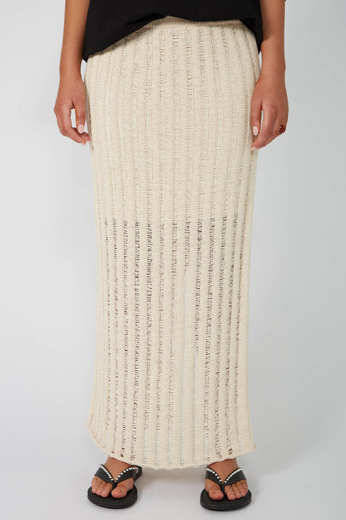 laddered maxi skirt / ecru natural