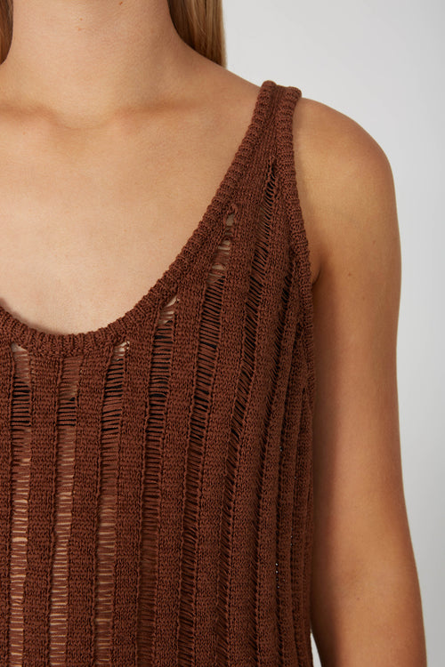 laddered tank dress / chocolate brown