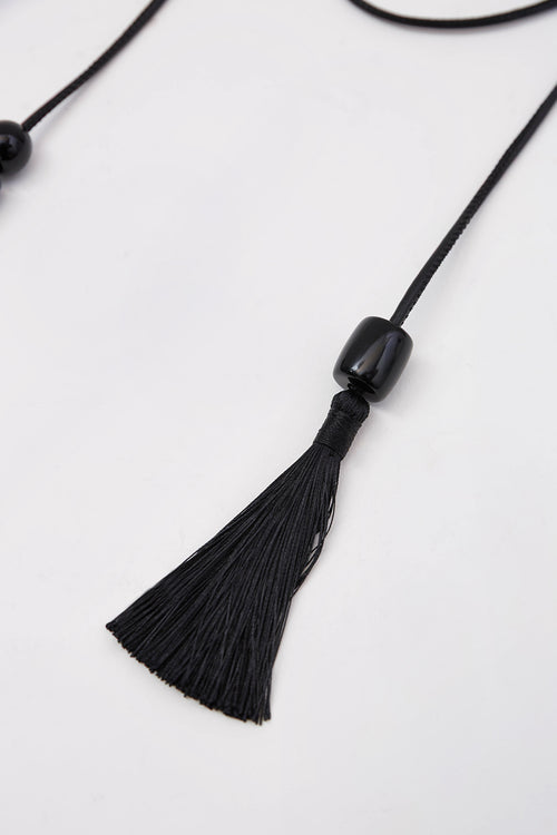 tassel lariat necklace / black