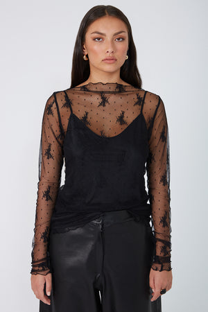 lace mesh boat skin / black