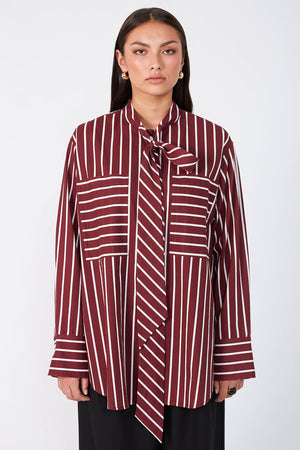tied shirt / sangria red|ivory