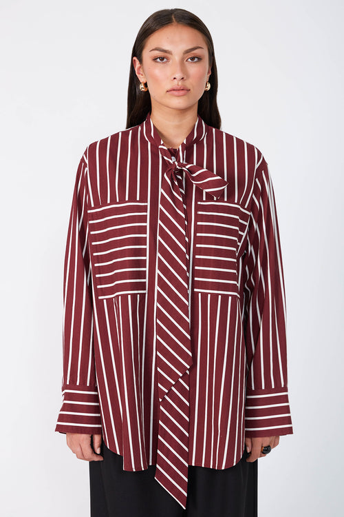 tied shirt / sangria red|ivory | m o o c h i