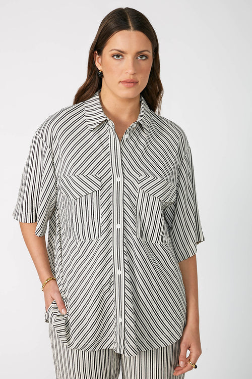 darby shirt / ecru|black stripe