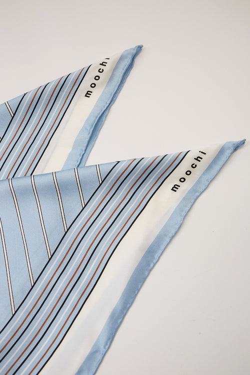 stripe moochi scarf / blue|tan stripe