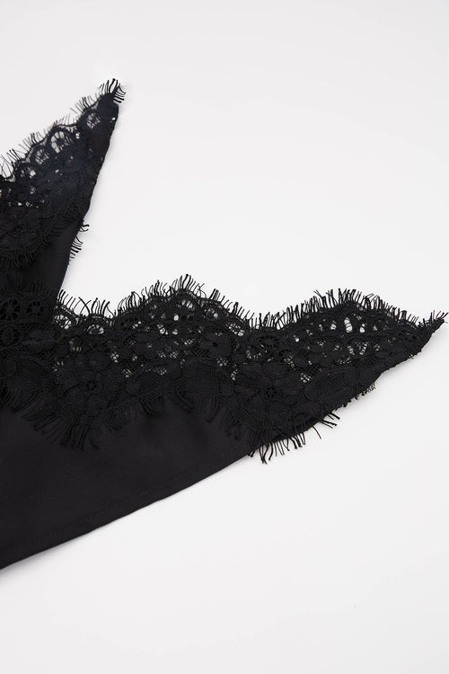 lace trim oversized bandana / black