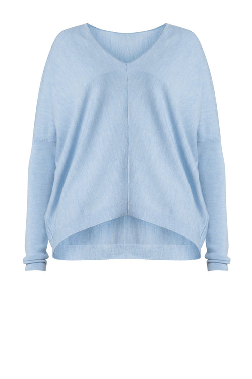 step sweater / sky blue marle