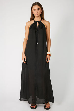 cable maxi dress / black