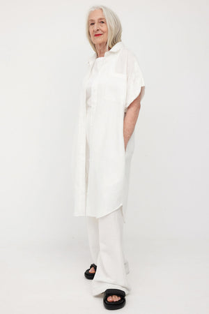 hint shirt dress / white linen