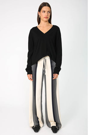 frame pant / cream|black stripe