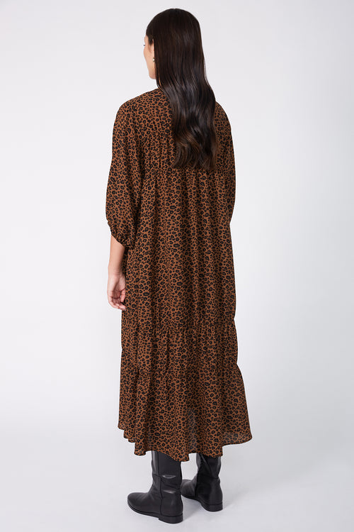 section dress / toffee|black animal print