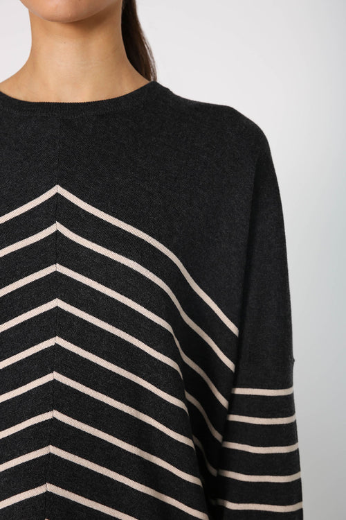 revolver sweater / charcoal|taupe stripe