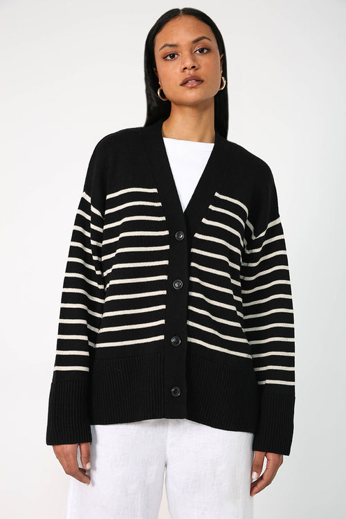 scan cardi / black|neutral stripe