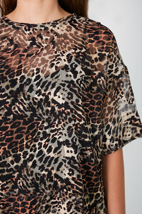 boxed tee / black|brown cheetah print