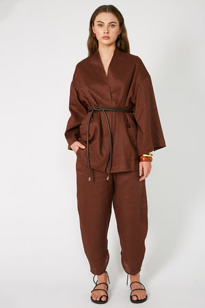 reward tie jacket / copper chocolate