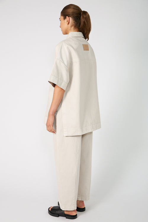 tabard short sleeve shacket / pink chalk