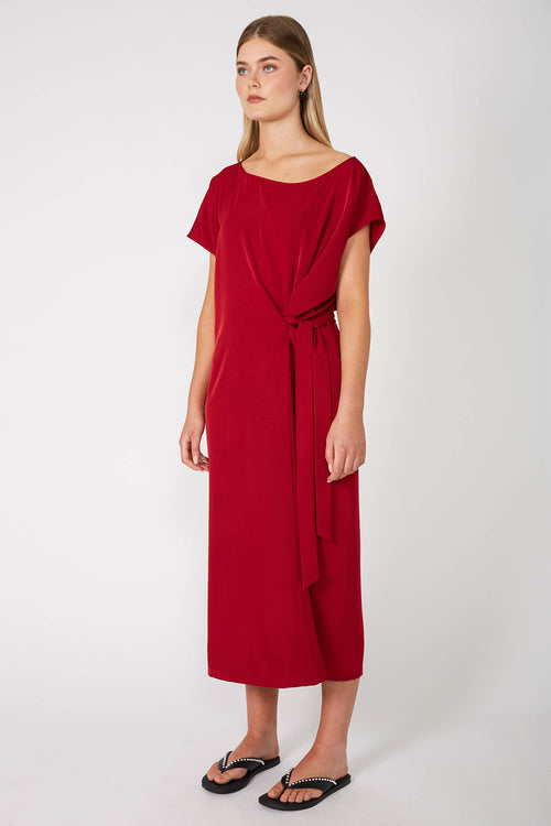 contract midi dress / dark red