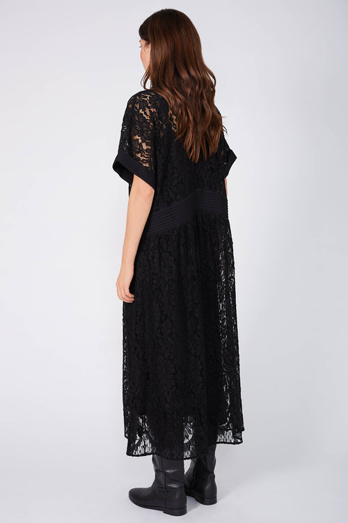 bevel lace midi dress / black lace