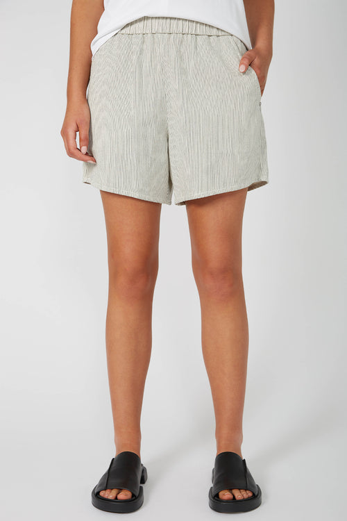 actually denim short / ecru|black pinstripe