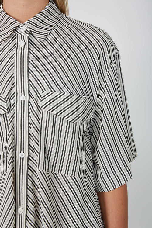 darby shirt / ecru|black stripe