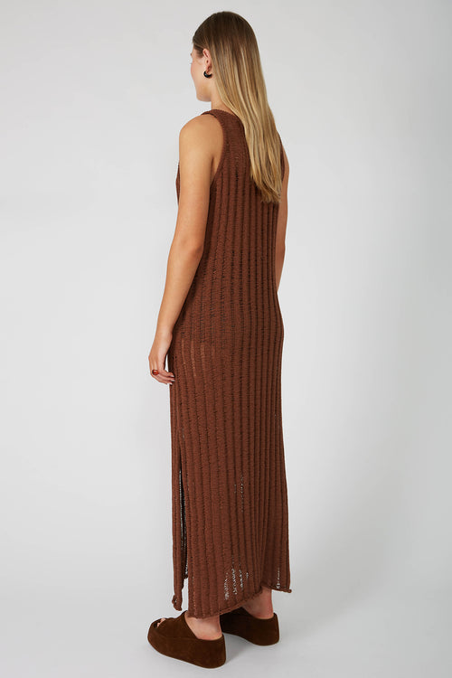 laddered tank dress / chocolate brown