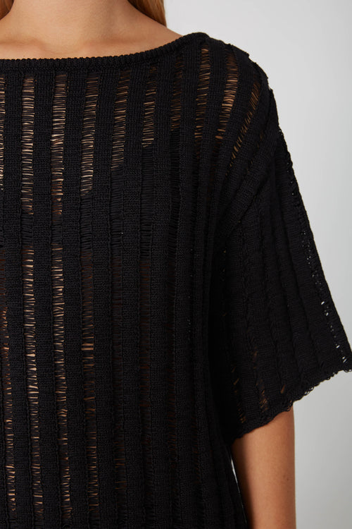 laddered tee sweater / black