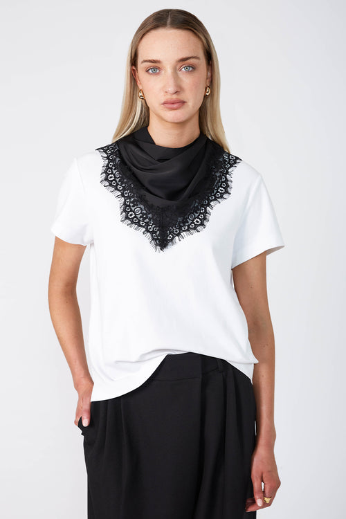 lace trim oversized bandana / black