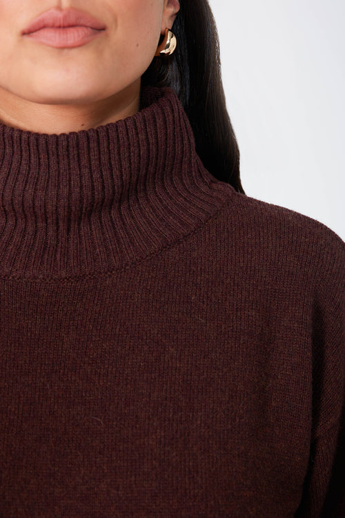 arched polo sweater / dark sangria red