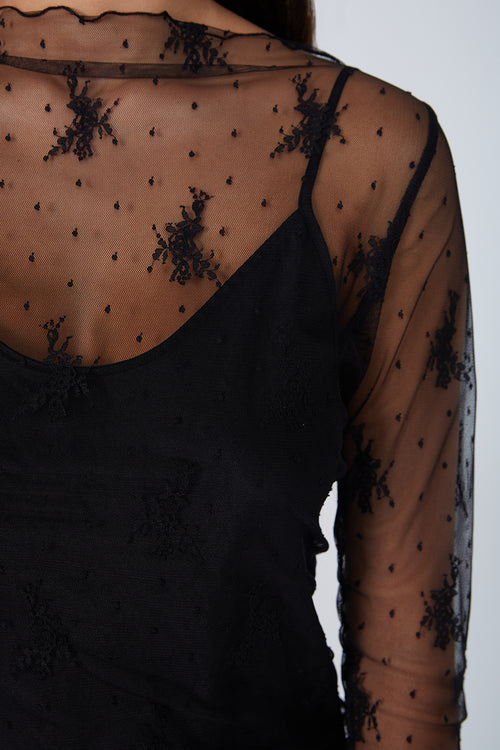 lace mesh boat skin / black