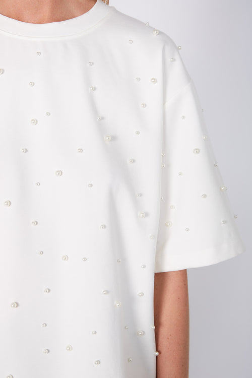 ornamental short sleeve top / ivory