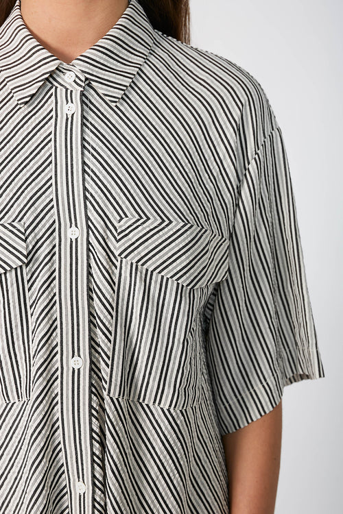 darby shirt / ecru|black stripe