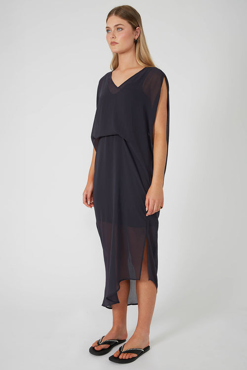fold maxi dress / bullet grey