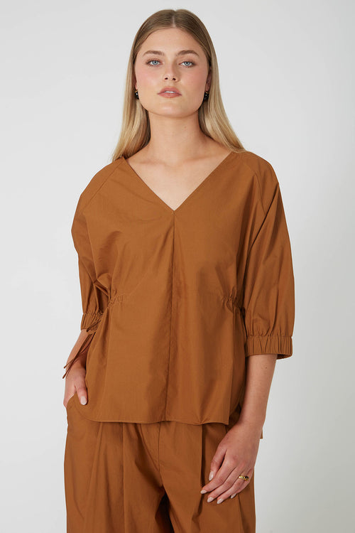 semblance top / tan brown