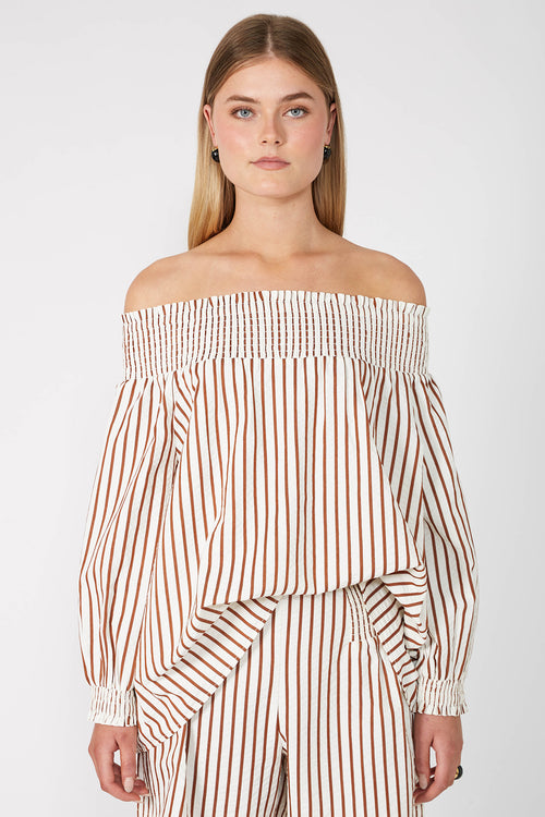 gale top / cream|brass stripe