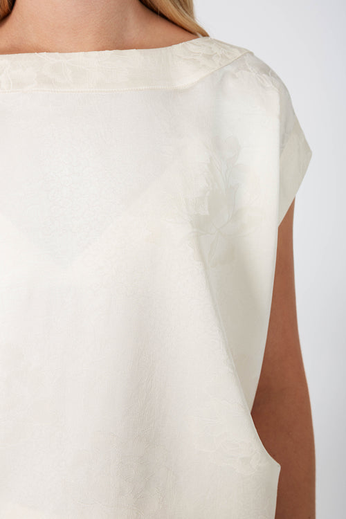 inter short sleeve top / cream flower jacquard