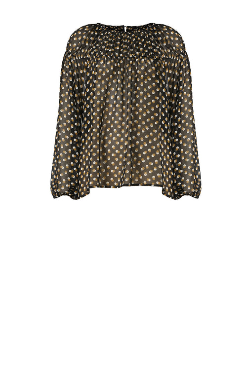 gallery long sleeve top / black|camel spot