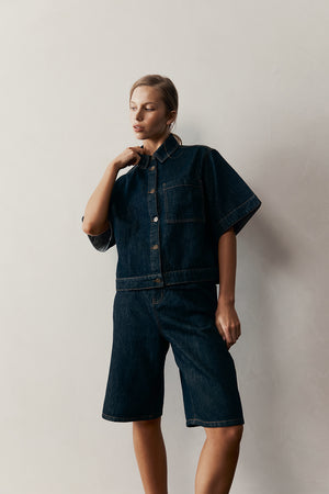 furtive denim short / indigo blue denim