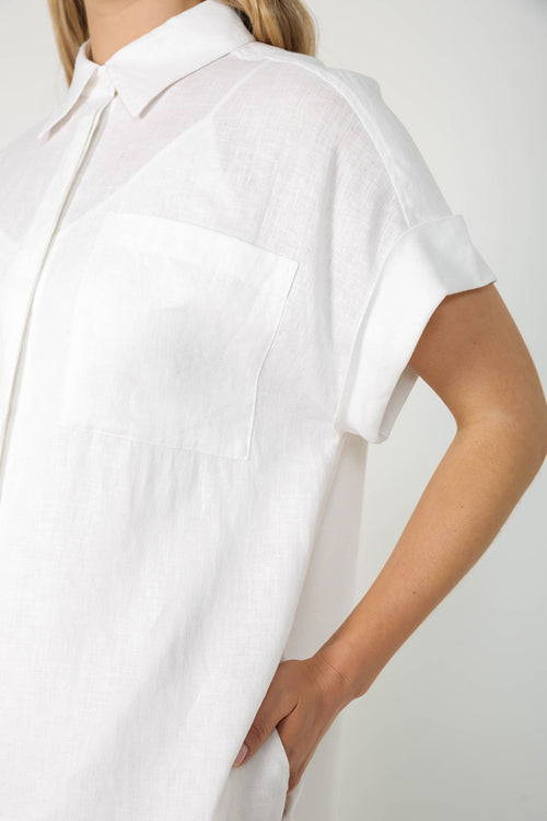 hint shirt dress / white linen