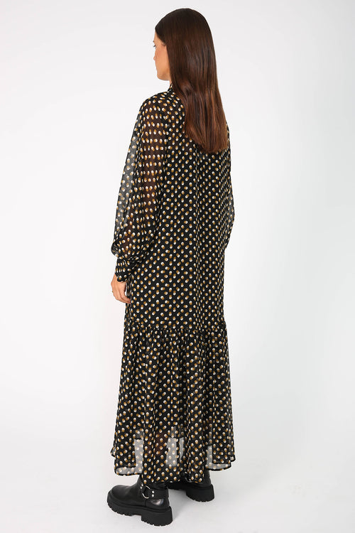 focused dress / black|camel spot