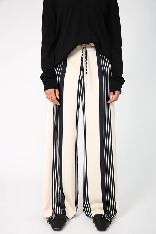 frame pant / cream|black stripe