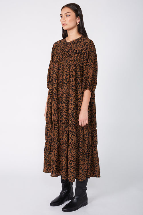 section dress / toffee|black animal print